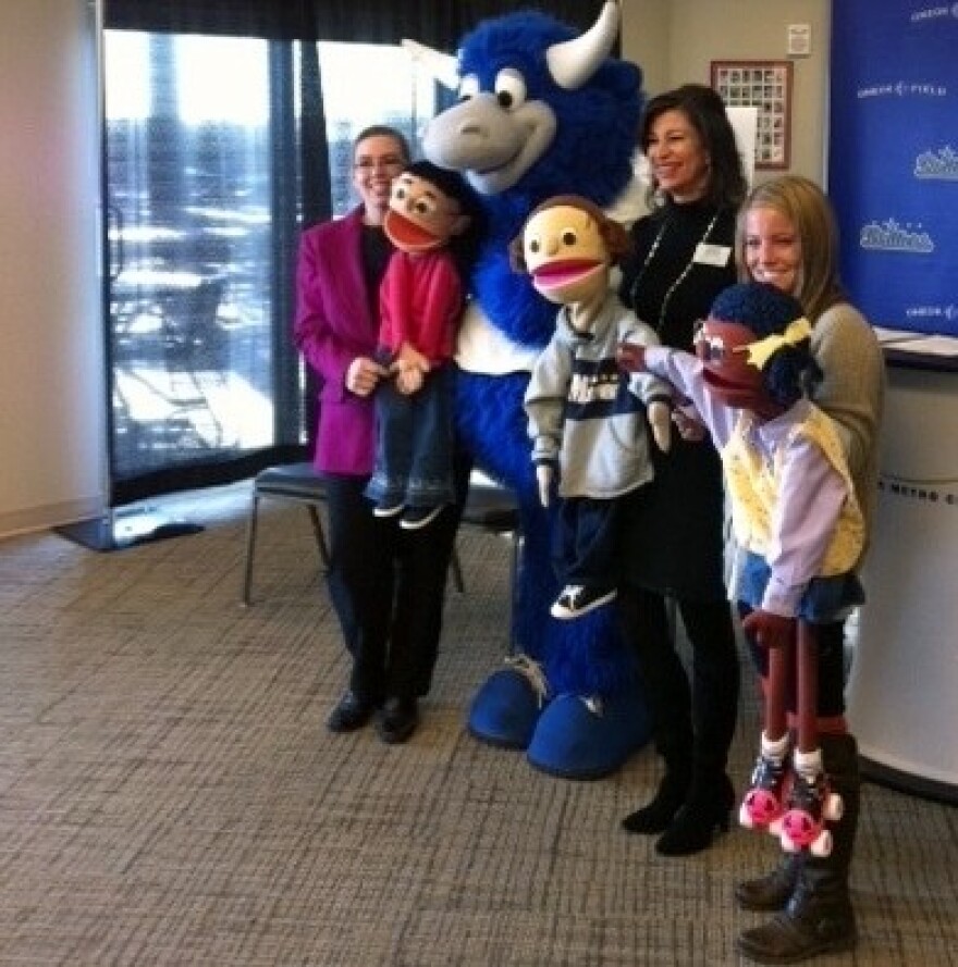 Anti-bullying news conference is held at ball park.