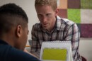 Jared Leppert, a graduate student at the University of Missouri-St. Louis, conducts a learning test with a student at St. Louis College Prep on Monday, May 8, 2017. The charter school hired Leppert as an intern.