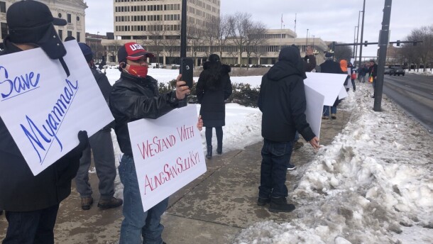 Fort Wayne is home to a large population of Burmese immigrants, seen here demonstrating against Myanmar's military junta in 2021.