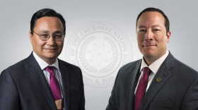 Principal Chief Chuck Hoskin Jr. (left) and Deputy Principal Chief Bryan Warner