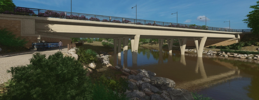 An illustration showing the new Barton Springs Road Bridge.