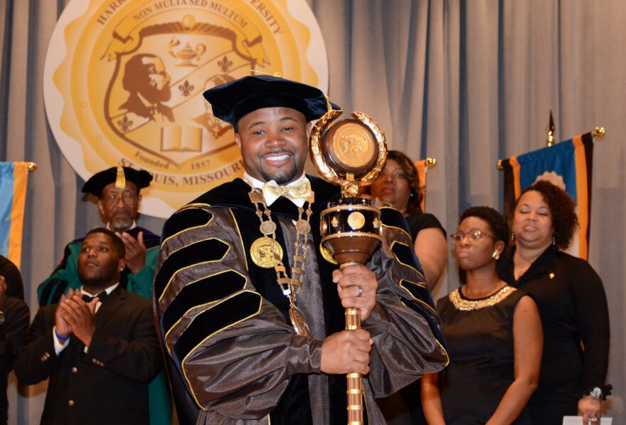 Dwaun Warmack is installed as president of Harris-Stowe State University in April 2015.