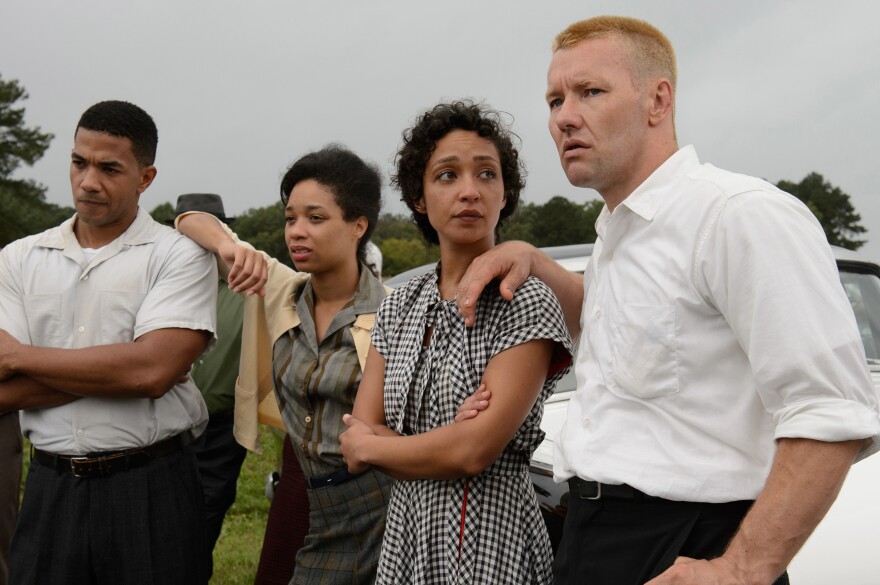 Ruth Negga (second from right) and Joel Edgerton (right) star as Mildred and Richard Loving in the film <em>Loving</em>.