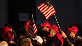 The audience cheering on President Donald Trump at a rally for Rep. Mike Bost in Murphysboro, Illinois on October 27, 2018. 