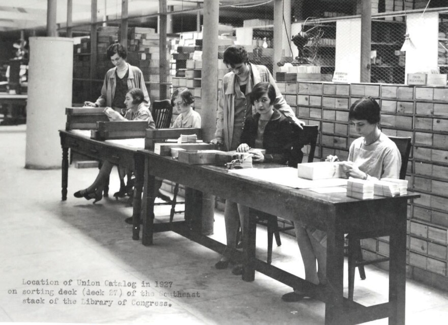 Union catalogers at work at the Library of Congress in 1927.