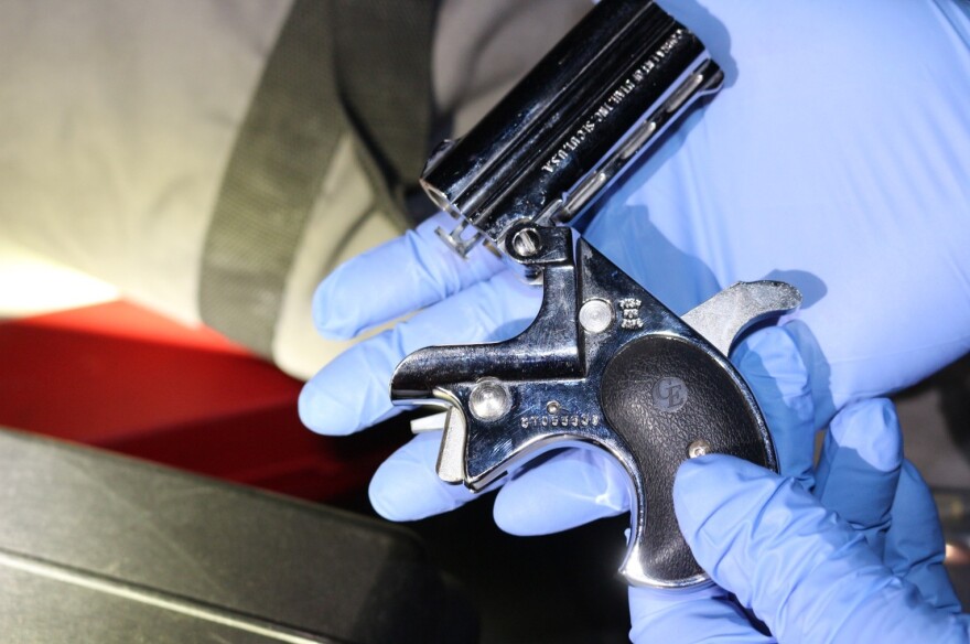 A 9mm two-barreled Derringer pistol found on the scene of a Nov. 21 incident in Beresford, SD.