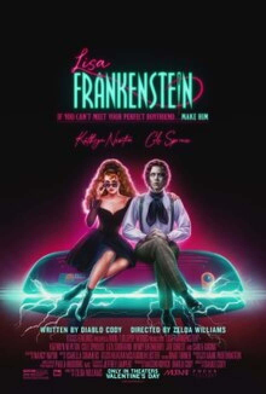 Movie poster for the comedy horror film "Lisa Frankenstein"