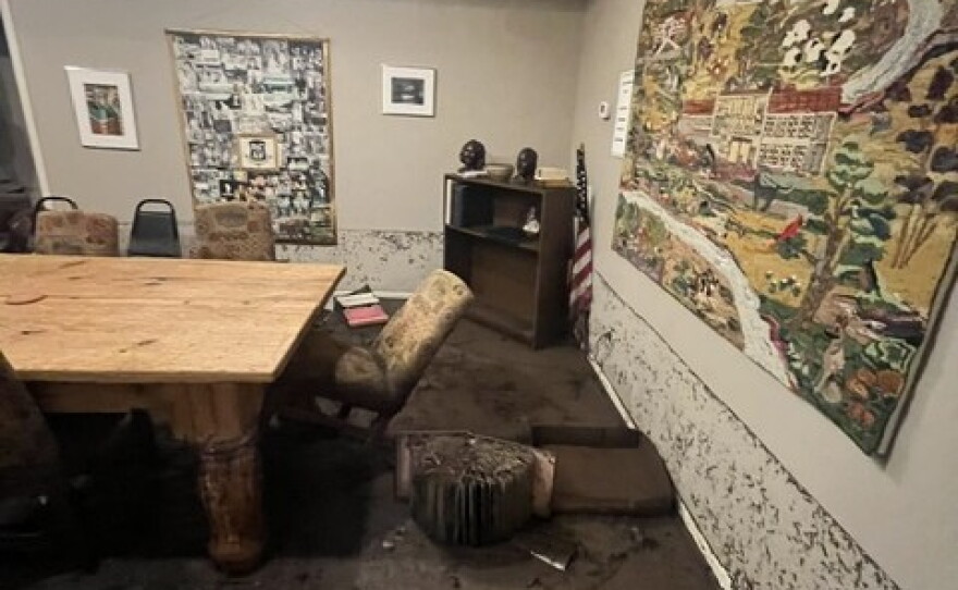 flood damage in an office