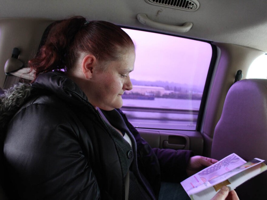 Jamie Heidenreich rides back to Hoquiam after getting methadone treatment in Olympia, Wash. It's an hour each way.