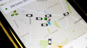 Uber says in-app tipping should be available to all drivers in the U.S. by the end of July. Pictured: The Uber app displays cars available for a pick up in New York. (Mary Altaffer/AP)
