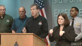 North Carolina Gov. Roy Cooper address the public after last night's rescue operation in Bladen County. 