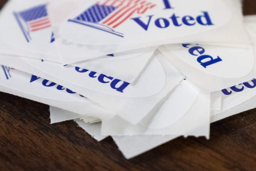 Sticker galore at a polling center on Tuesday, Sept. 14, 2021.