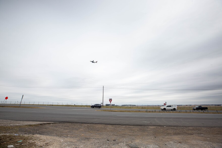 A view of Austin-Bergstrom International Airport from McCall Lane
