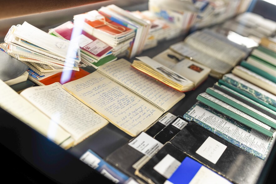 Diaries lie in a display case in the German Diary Museum January 04, 2023, The German Diary Museum and Diary Archive was founded in 1998 and currently archive preserves nearly 25,000 contemporary testimonies by more than 5,000 authors. Explicitly excluded from inclusion are the diaries or memoirs of celebrities.