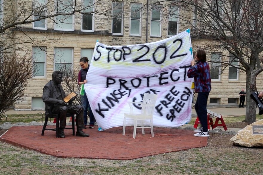 Indiana University community members protested Senate Bill 202 in spring 2024. Now called Enrolled Act 202, Indiana's public colleges must comply with the law.
