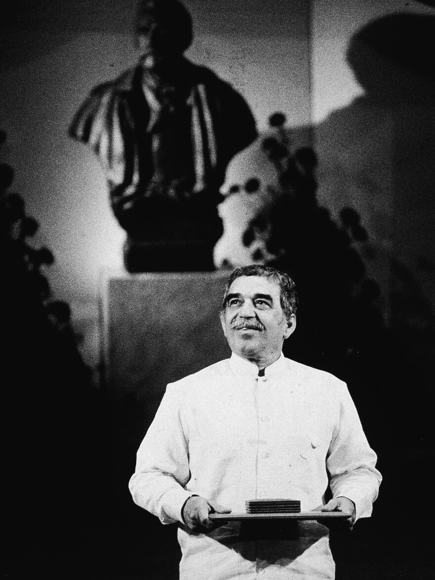 Colombian author Gabriel Garcia Marquez was awarded the 1982 Nobel Prize in literature "for his novels and short stories, in which the fantastic and the realistic are combined in a richly composed world of imagination, reflecting a continent's life and conflicts".