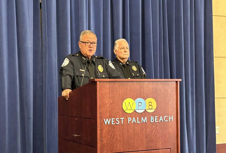 West Palm Beach Police Chief Tony Araujo speaks at the city hall building to announce the firings of five command-level officers on Friday, July 31, 2026, ending a chapter for the police department that saw public airings of misconduct and key positions left vacant for years.