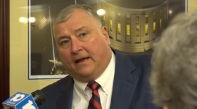 Speaker Larry Householder (R-Glenford) talks to reporters after the transportation budget deal was reached.