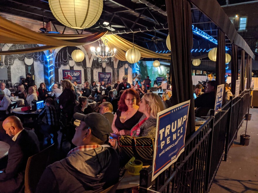 Cleveland Republicans were joined by State Party Chairwoman Jane Timken for a debate watch party at Angelos Nido Italia Restaurant in Little Italy Tuesday night. [Matthew Richmond / ideastream] 