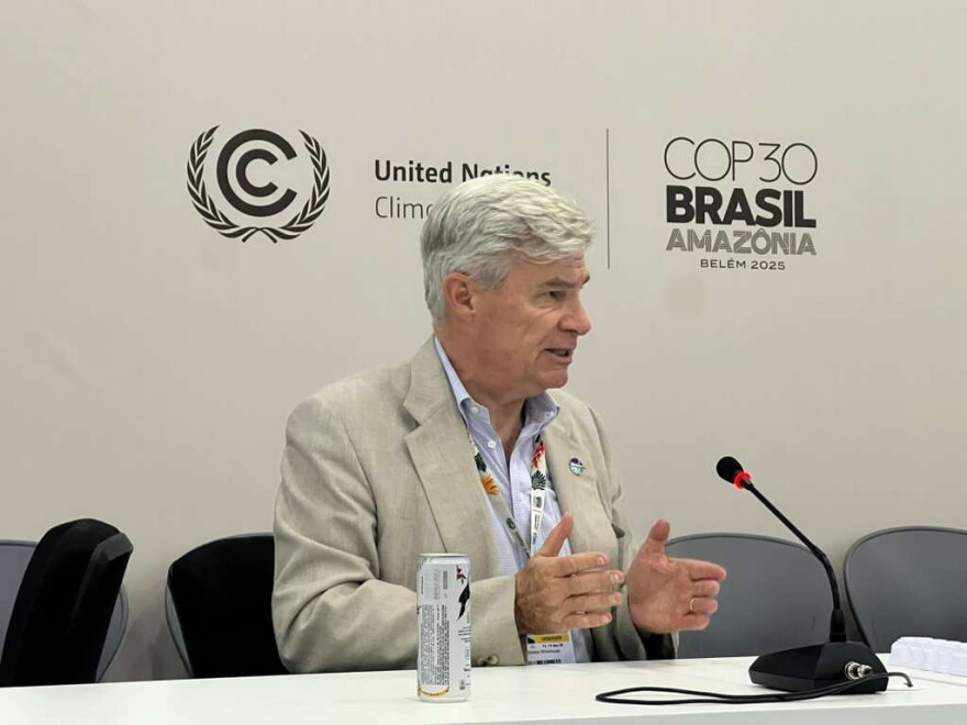 Sen. Sheldon Whitehouse speaks at the COP30 conference in Brazil.