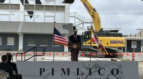 Gov. Wes Moore spoke at the Pimlico Race Course before ‘ceremonial demolition.’
