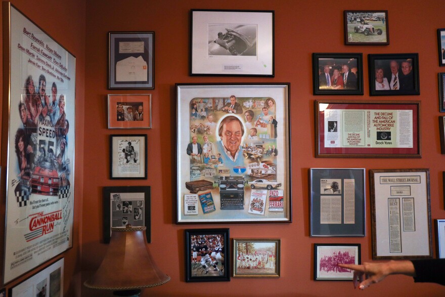 Brock Yates memorabilia on the walls of Brock's office.(photo by Max Schulte)