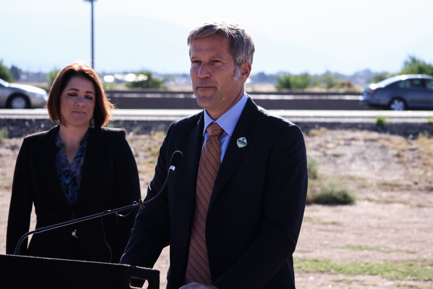 Albuquerque Mayor Tim Keller announcing the new ramp