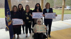 Rep. Claudia Tenney (far right) with Karla Abraham-Conley and other essential caregivers and advocates. TOM MAGNARELLI / WRVO PUBLIC MEDIA