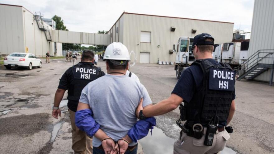 An employee at Fresh Mark's plant in Salem, Ohio, is arrested by immigration authorities on June 19, 2018. (Photo: Immigration and Customs Enforcement)