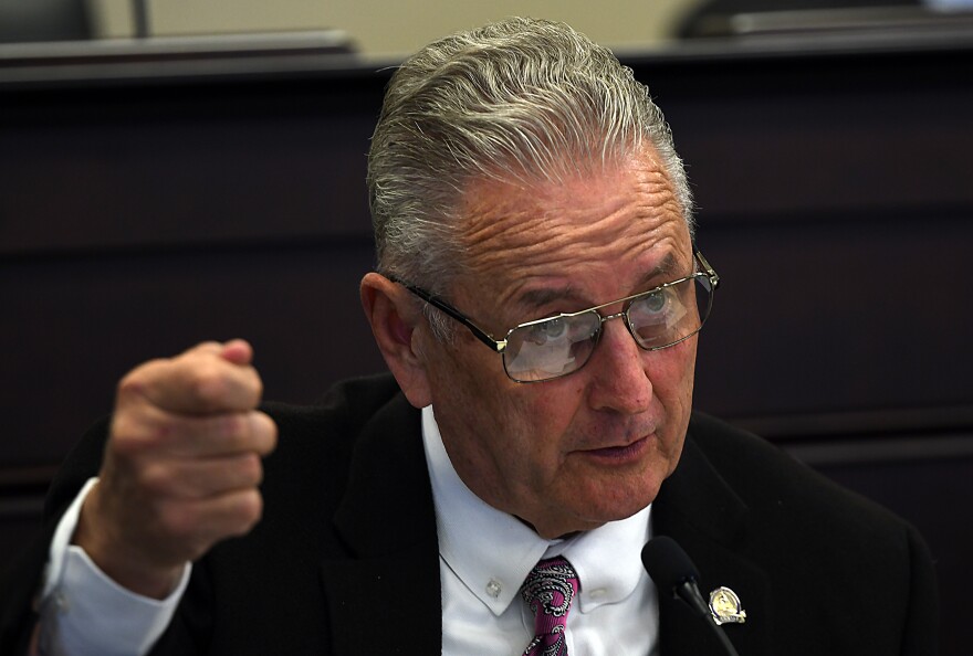 FRANKFORT, Oct. 15 – Sen. Jimmy Higdon, R-Lebanon, comments on state education data during the October meeting of the Interim Joint Committee on Education.