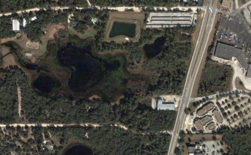 In this aerial image from January 2003, the water body historically known as “Miller Pond” appears smaller than it does today.