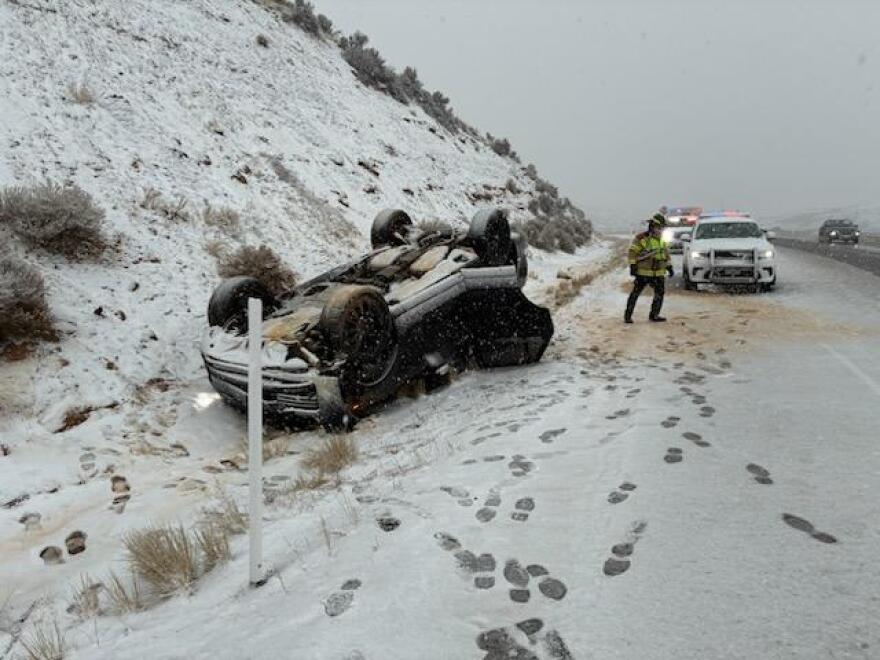North Summit Fire District responded to a crash on Interstate 80 on Thursday, Feb. 12 after winter weather rolled into the area.