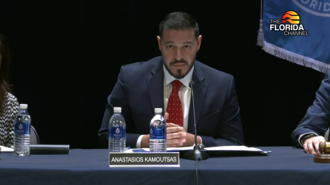 Florida Education Commissioner Stasi Kamoutsas speaks at a Florida Board of Education meeting.