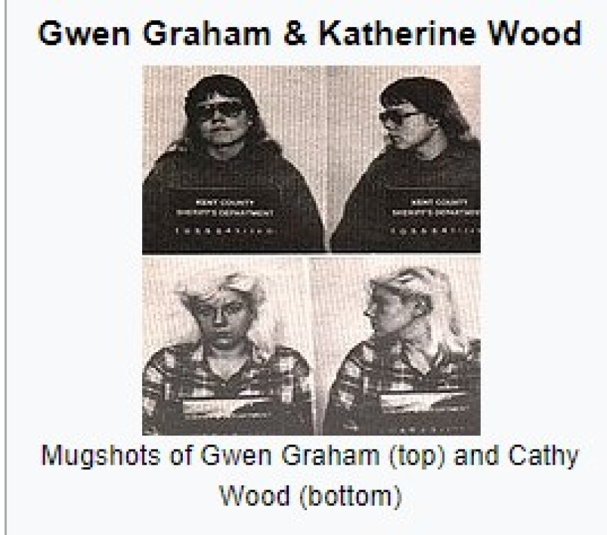 Mugshots from 1988 arrests of Gwen Graham (top) and Catherine Wood 