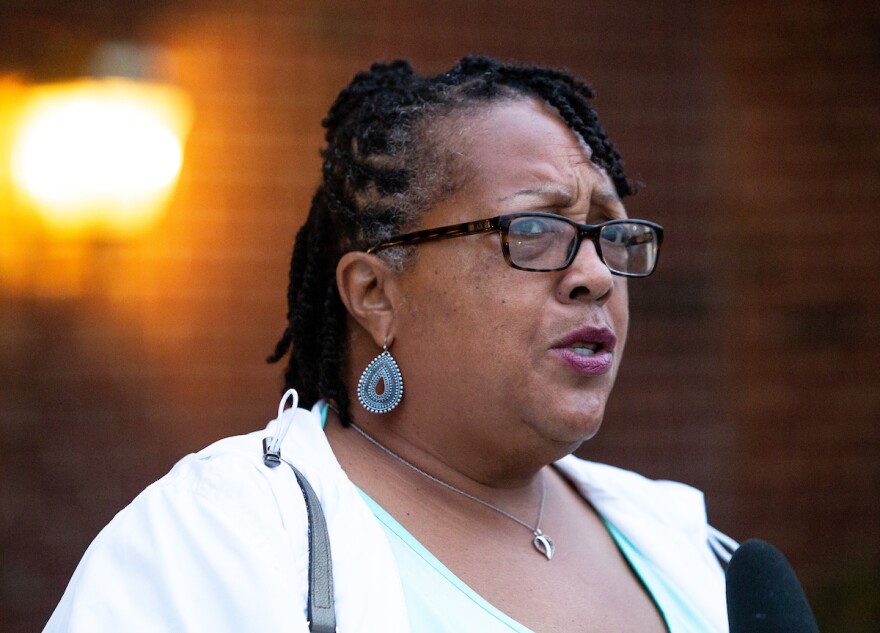 Deborah Belle speaks with WUNC reporter Rusty Jacobs following a community meeting hosted by the chemical company Chemours at Faith Tabernacle Christian Center in St. Pauls, N.C. on Tuesday, June 12, 2018. 