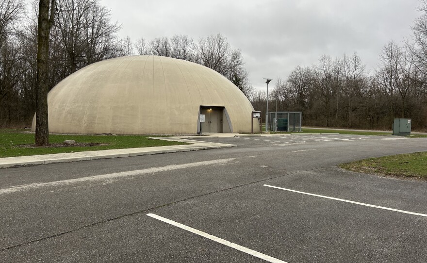 A tornado shelter sits in Delaware State Park in Ohio.