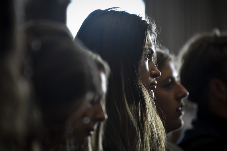 Lead plaintiff Rikki Held listens to testimony during a hearing in the climate change lawsuit, Held vs. Montana, at the Lewis and Clark County Courthouse on, June 20, 2023, in Helena, Mont.
