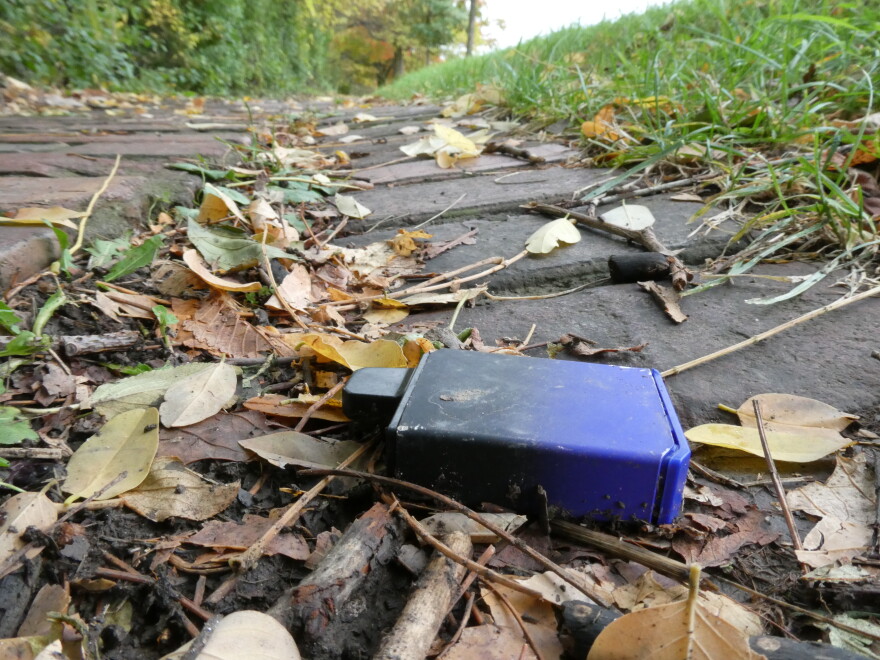 A discarded vape on a walking path in Thornden park.