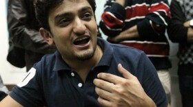 One year ago, Wael Ghonim spoke with reporters in Cairo's Tahrir Square, as protests there continued. 