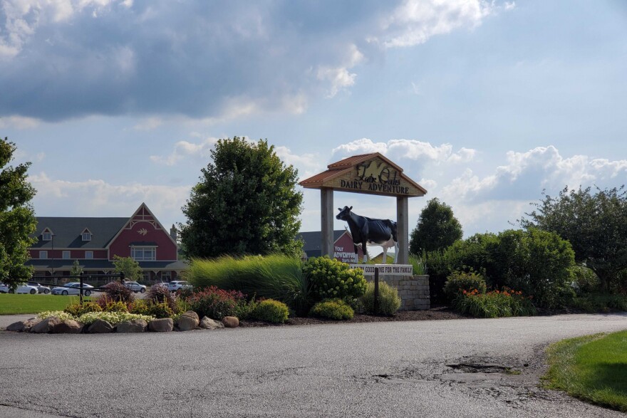 Fair Oaks Farms entrance to its agricultural tourism attraction in northern Indiana.
