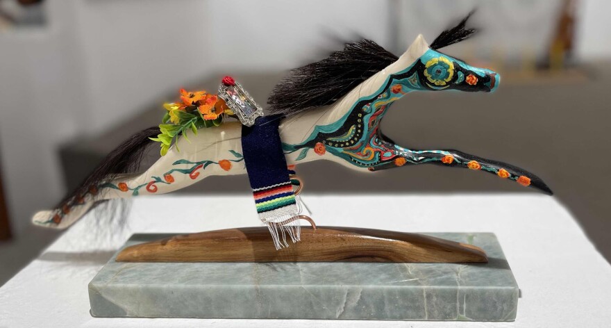 "Spirit Horse for Frida" by GC Khalsa, Wood and granite.