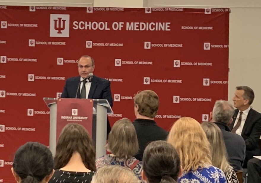 New drug discovery center announcement at IU School of Medicine.
