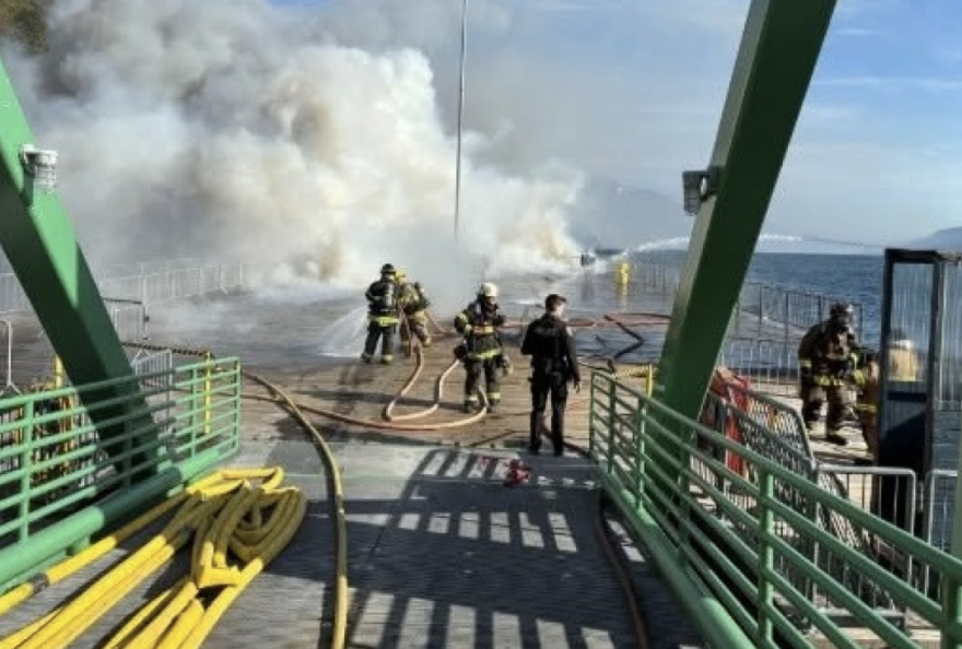 Multiple agencies responded Monday, Sept. 14, 2026, to a fire at Whittier's new cruise ship dock.