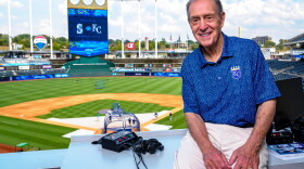 Denny Matthews has been announcing from Kauffman Stadium since the team moved there in 1973.