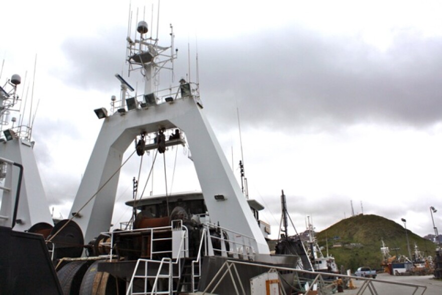 F/V Auriga prepares for the start of B season. (Lauren Rosenthal/KUCB)