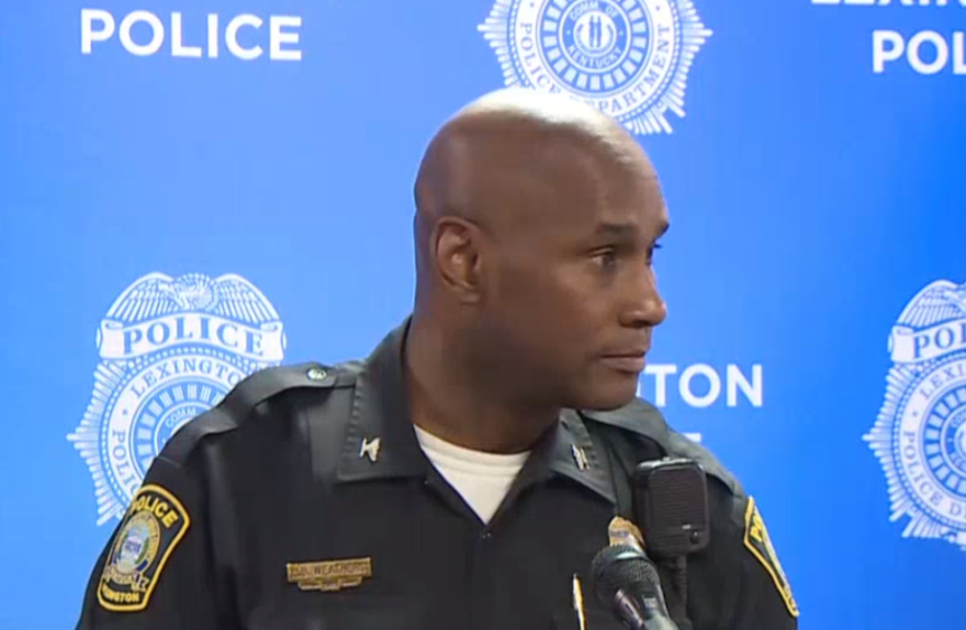Lexington Police Chief Lawrence Weathers takes questions on the city's new license plate reader cameras on April 18, 2022.
