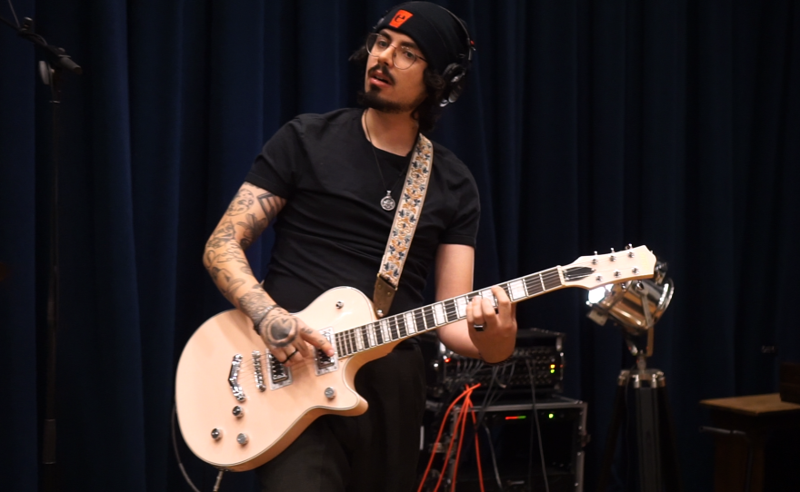 Zeno Camera performing live in WNIJ's Studio A