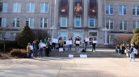 Missouri State University students protest a decision to end DEI programs at the university (photo taken January 29, 2025).