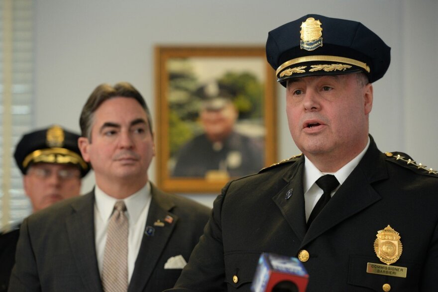 Springfield, Massachusetts, Police Commissioner John Barbieri, at right, with Mayor Domenic Sarno.