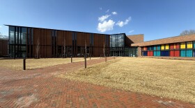 The courtyard entrance of the newly renovated Muscarelle Museum of Art at William & Mary.
